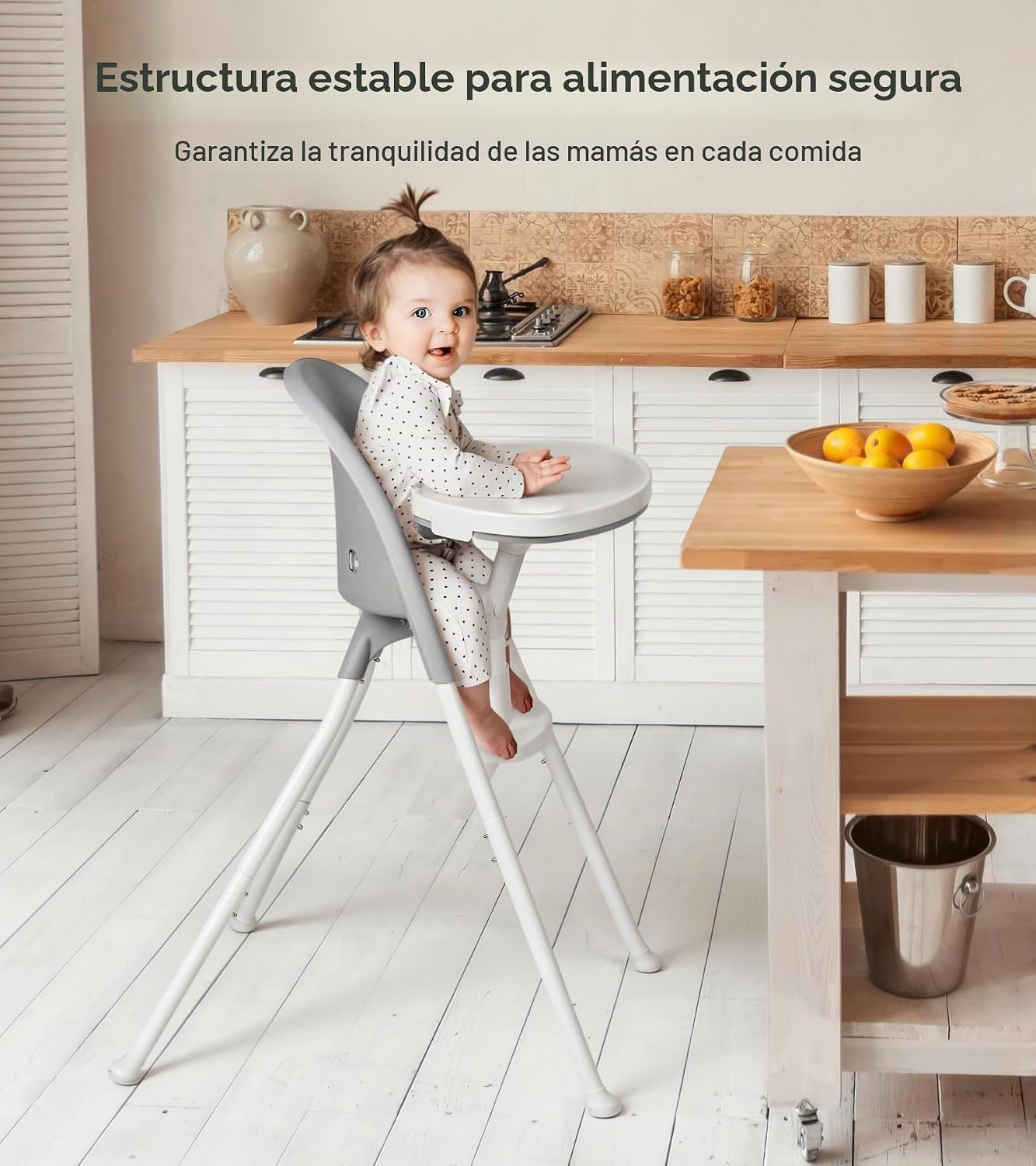 Mallify Silla alta plegable, silla alta portátil para bebé que ahor...