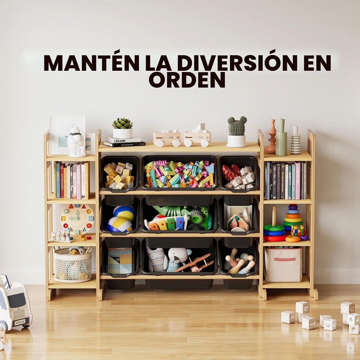 SpaceAid Organizador grande de almacenamiento de juguetes, 9 estant...