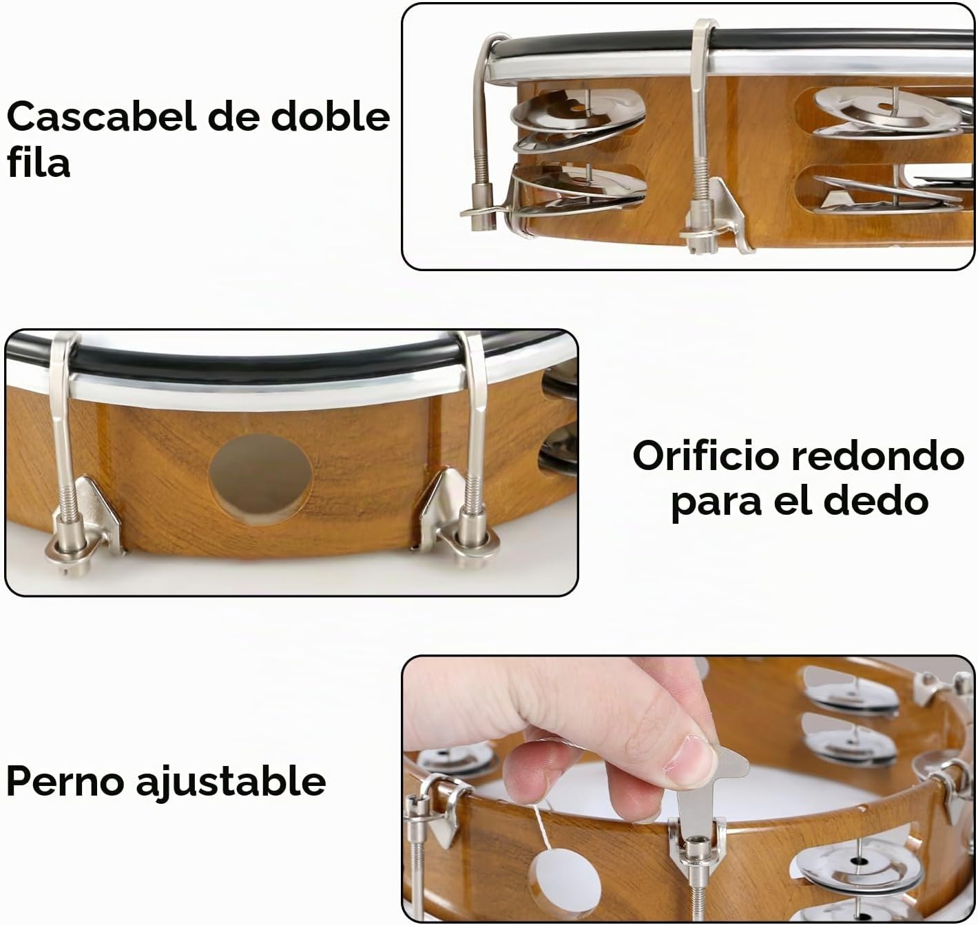 EASTROCK - Pandereta de 8 pulgadas ajustable para adultos, panderet...