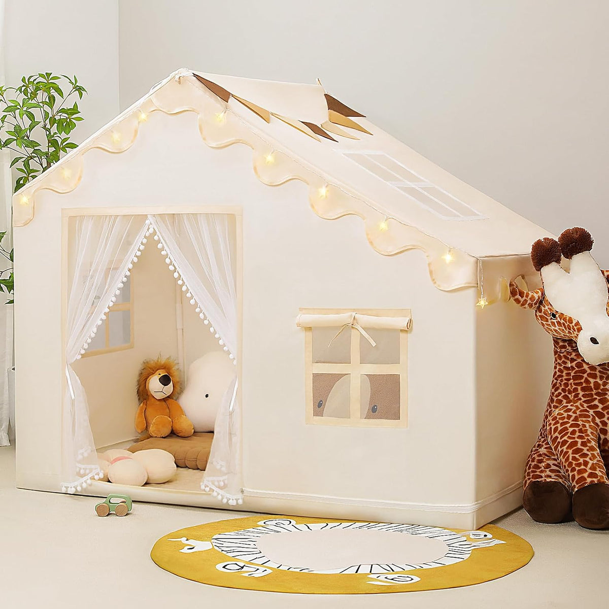 PIIKAGO Tienda de campaña para niños con alfombra, luces de estrell...