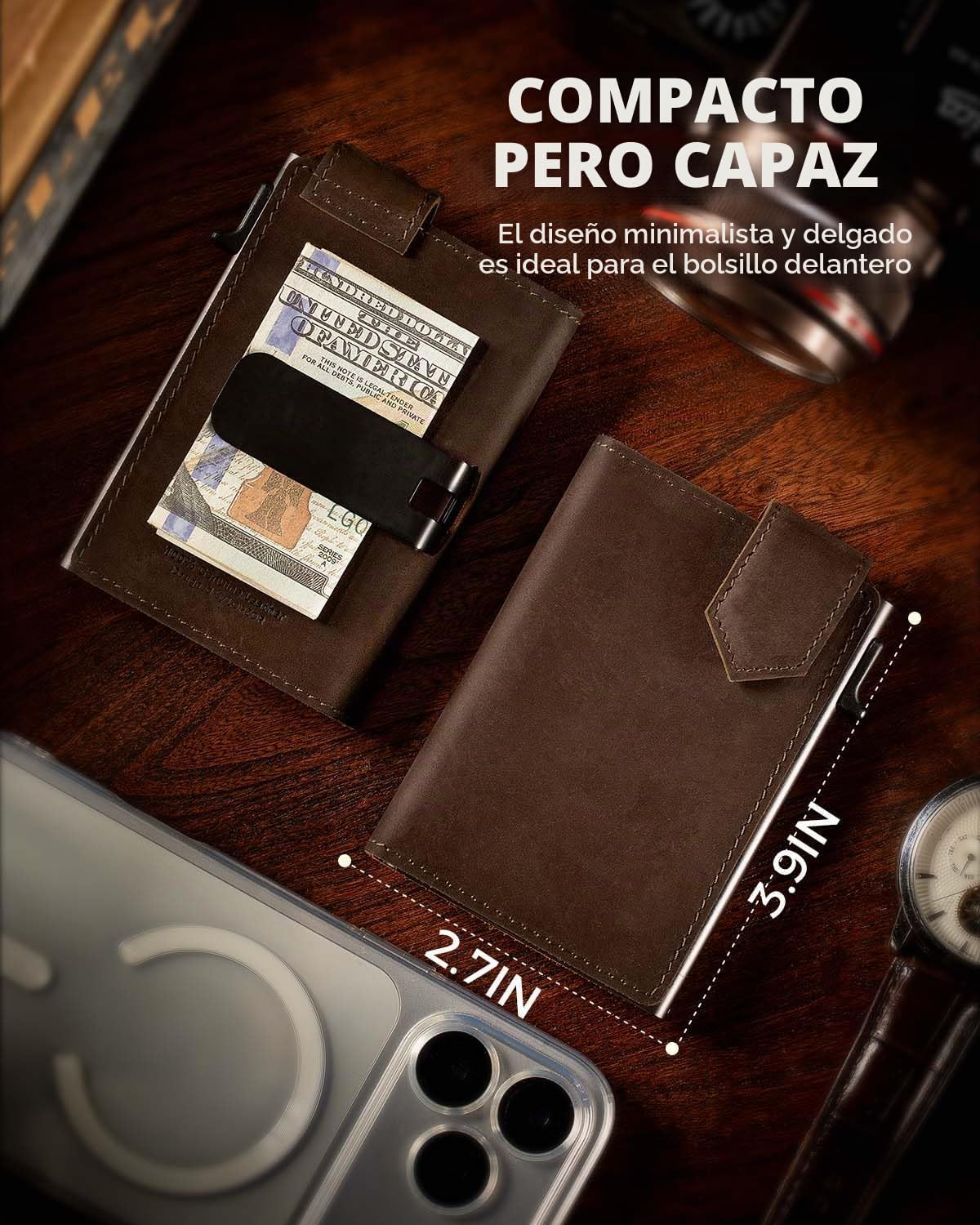 LORZOR Cartera delgada para hombres con cierre de seguridad, carter...