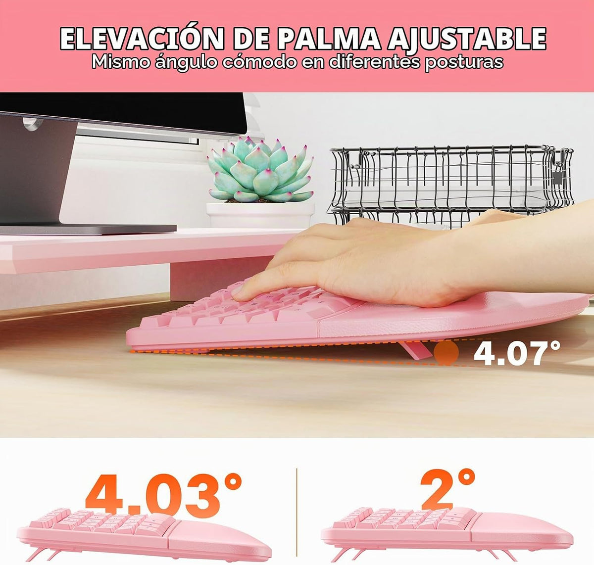 MEETION Combo ergonómico de teclado y mouse, teclado dividido inalá...