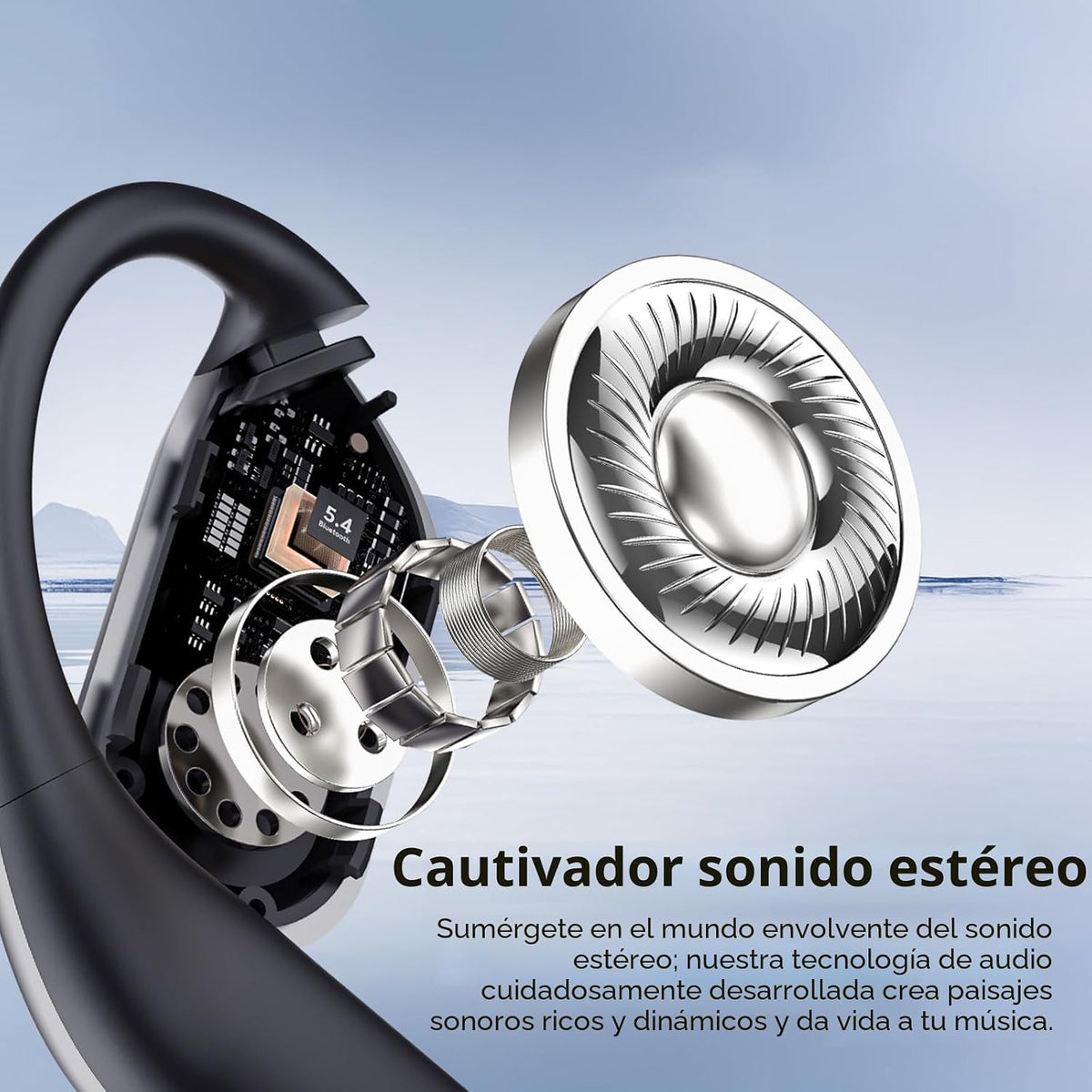 Auriculares inalámbricos con clip para la oreja abiertos, auricular...