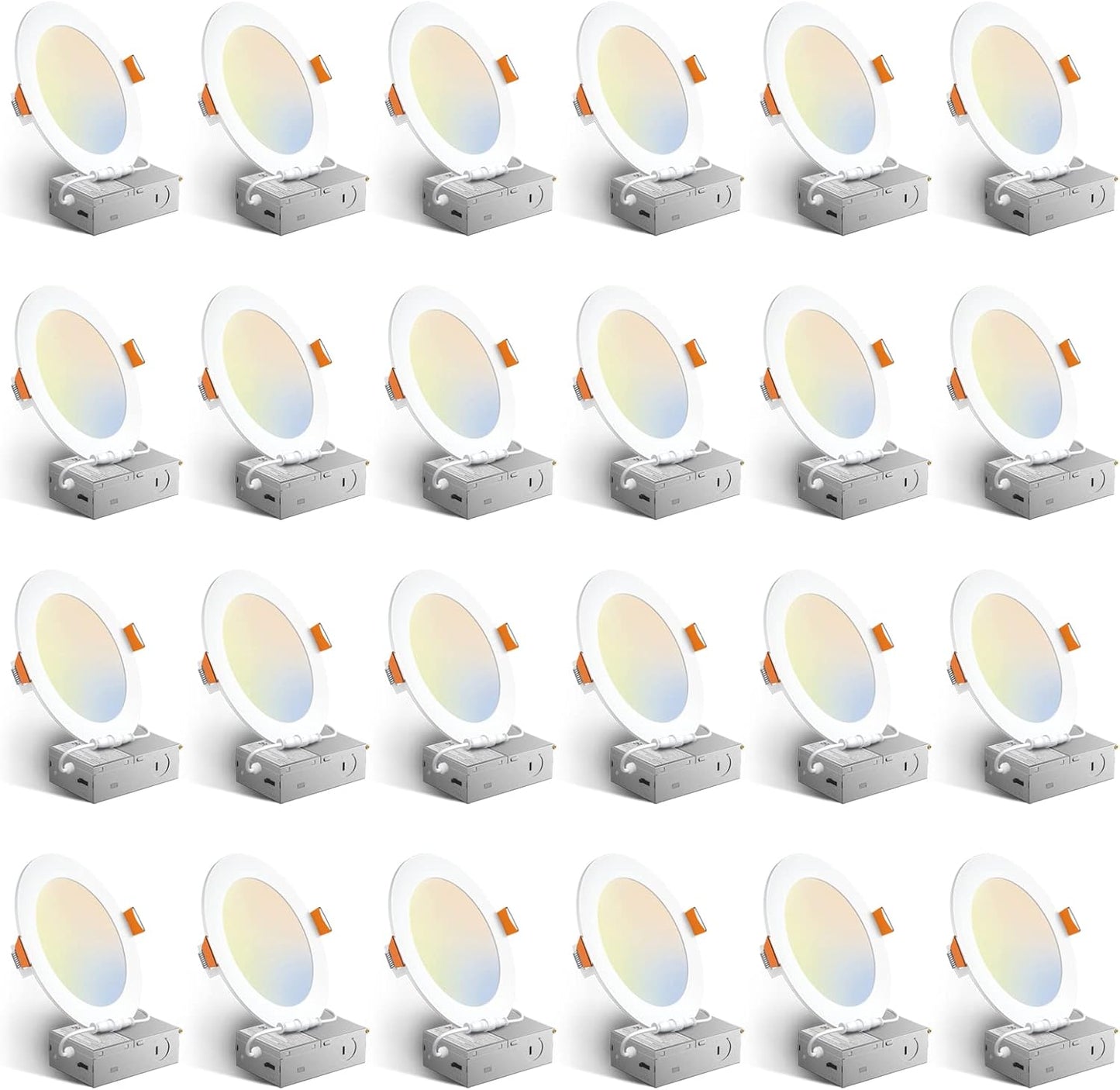 Amico Paquete de 24 luces LED empotrables de 6 pulgadas con caja de...