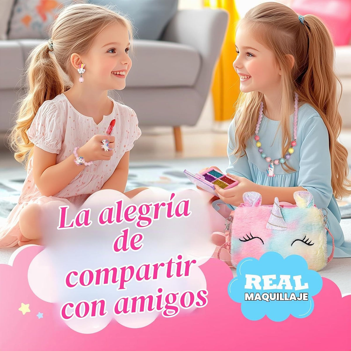 ULOVEME Umicorn - Kit de maquillaje real para niñas pequeñas, jugue...