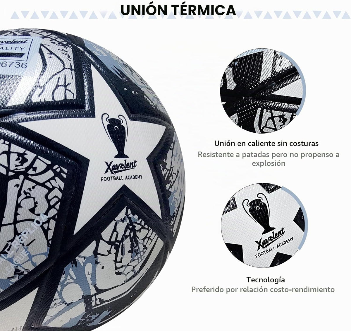 XAVOLENT Balón de fútbol profesional Tamaño 5,4 | Pelota de entrena...