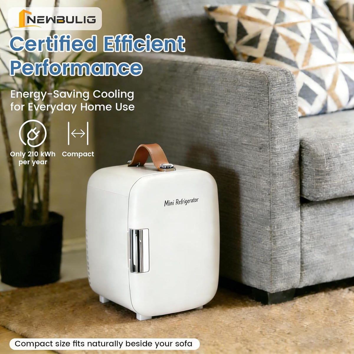 NEWBULIG Minirefrigerador para Dormitorio, Oficina y Auto, Mini Ref...