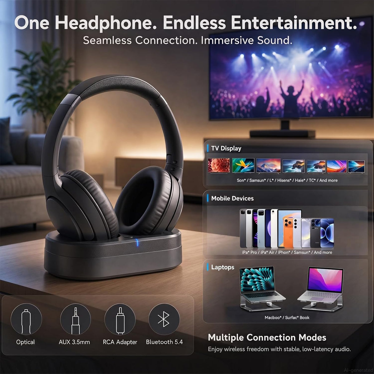 Auriculares inalámbricos para ver televisión, auriculares inalámbri...