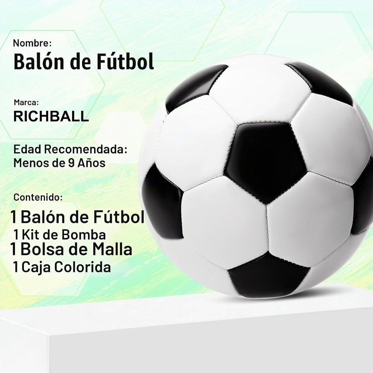 Richball Balón de fútbol para niños, pelota de fútbol para niños de...