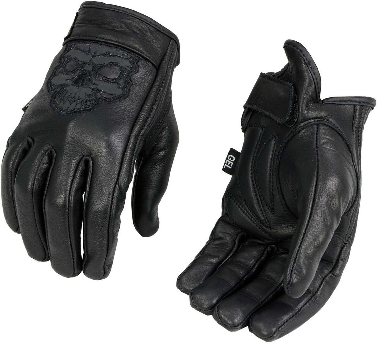 Milwaukee Leather Guantes de piel para hombre "Calavera reflect...