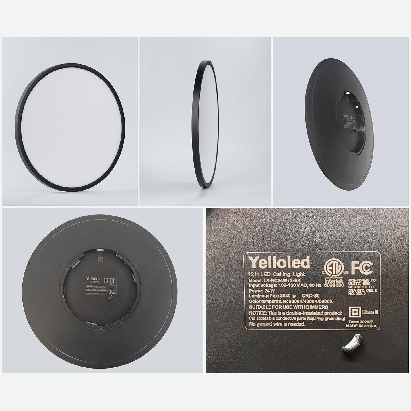 Paquete de 6 lámparas de techo LED regulables de 12 pulgadas, 24 W,...