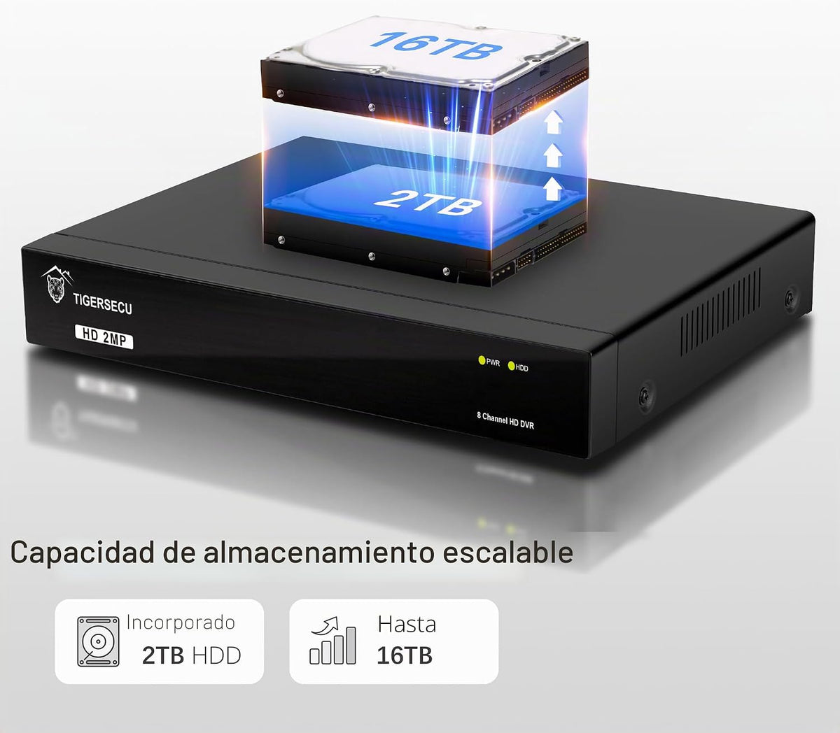 TIGERSECU Grabadora de seguridad DVR Super HD 1080P de 8 canales co...