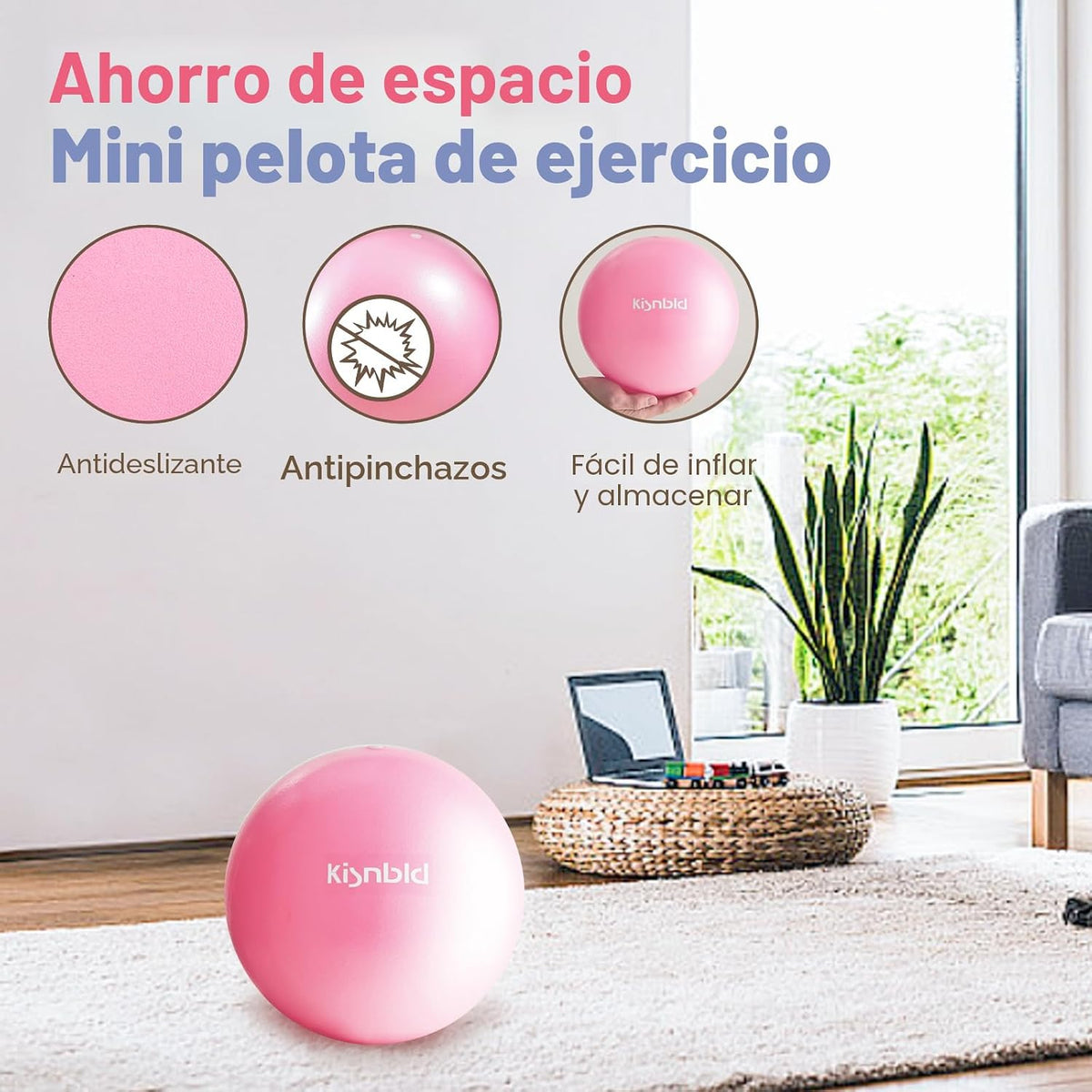 kisnbld Pequeña pelota de ejercicio, mini pelota de pilates de 9 pu...