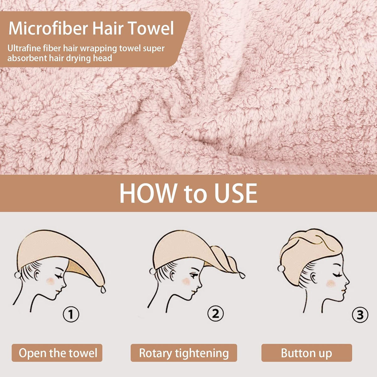 CZZXI 3 PCS Toallas de Microfibra para el Cabello, Envolturas para...
