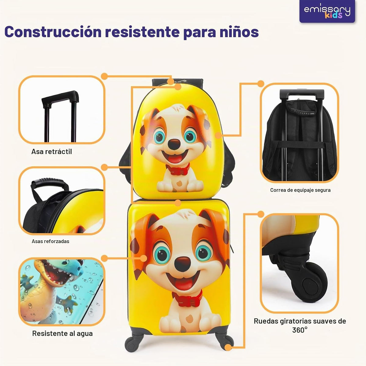 emissary Juego de equipaje para niños - Maletas de mano con ruedas...