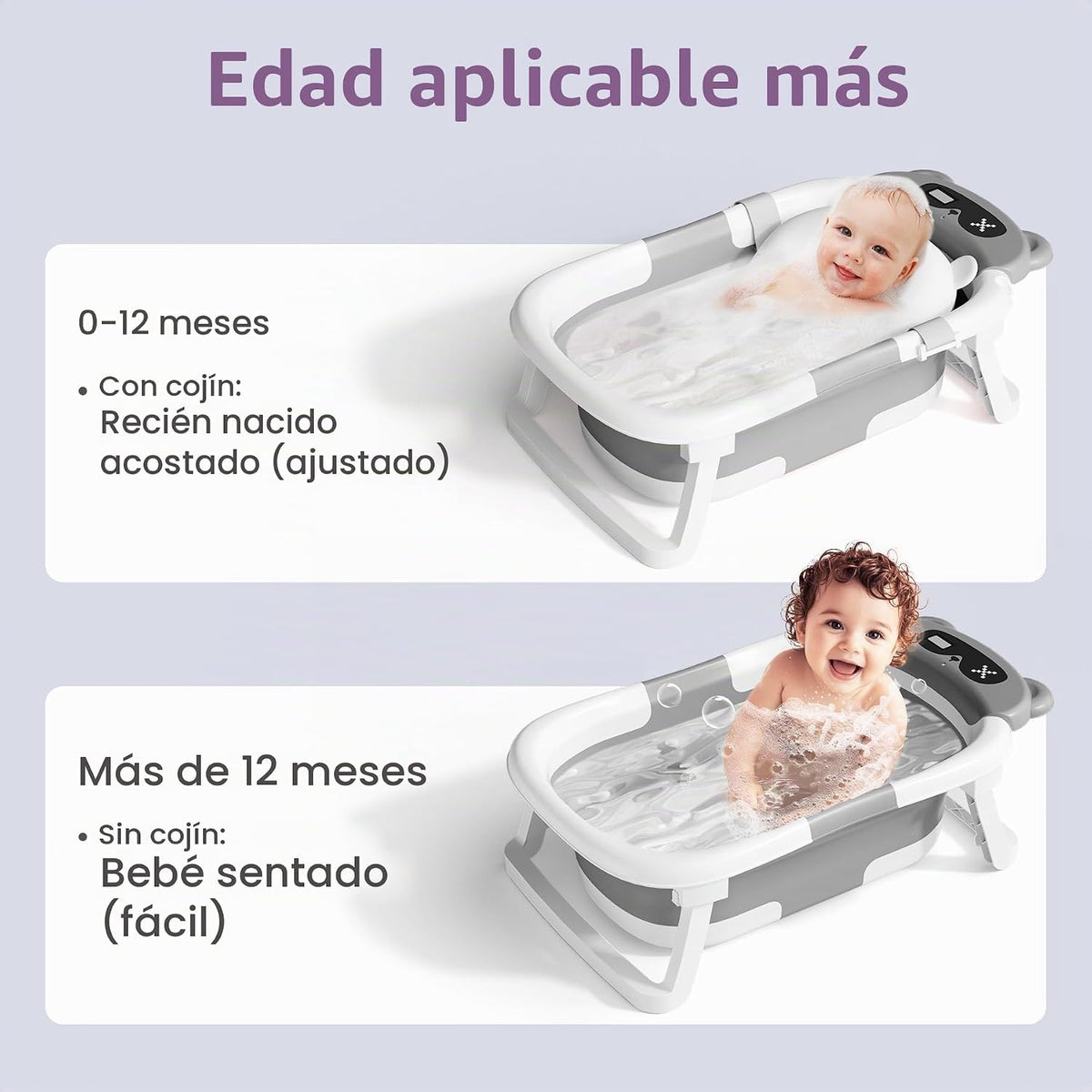 Kerbwry Bañera plegable para bebés recién nacidos y niños pequeños...