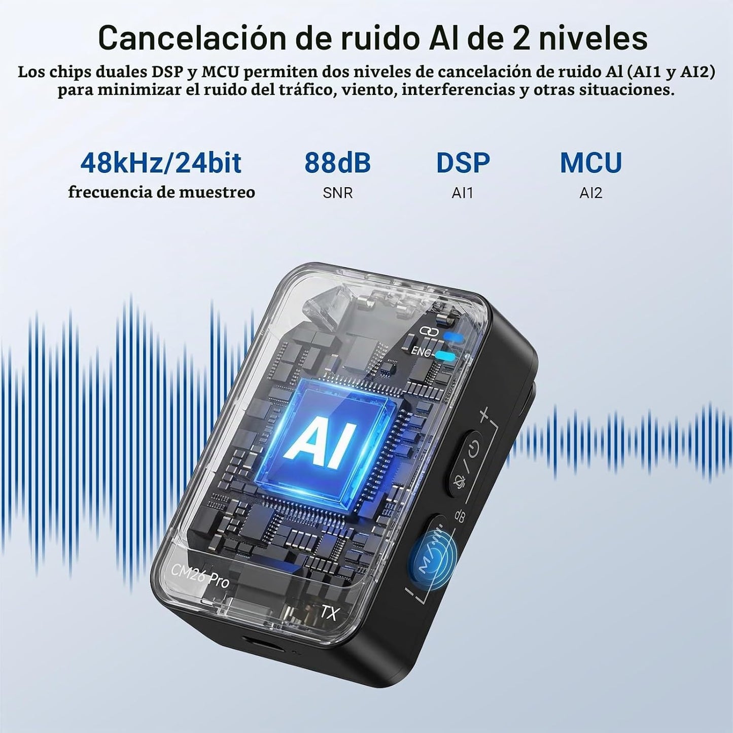 NEEWER CM26 Pro AI Micrófono inalámbrico compatible con iPhone Andr...