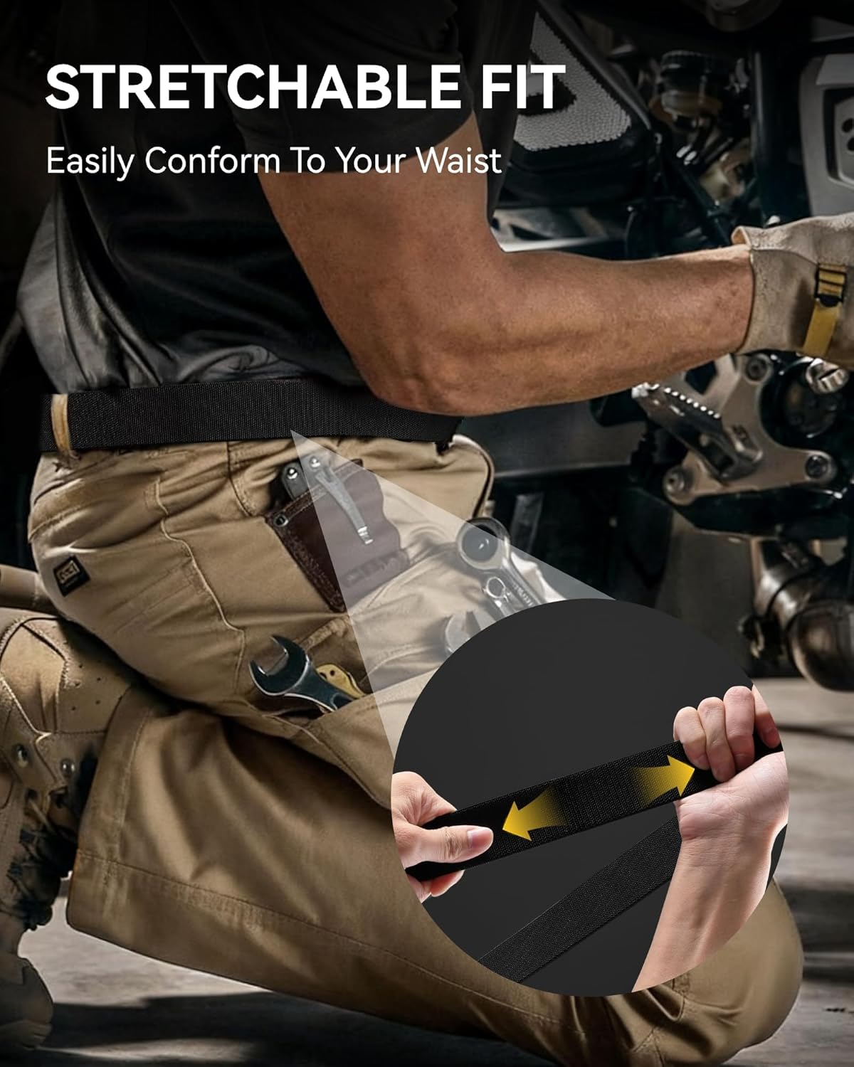 CHAOREN Cinturón táctico para hombre - Cinturón elástico de 1.5 pul...