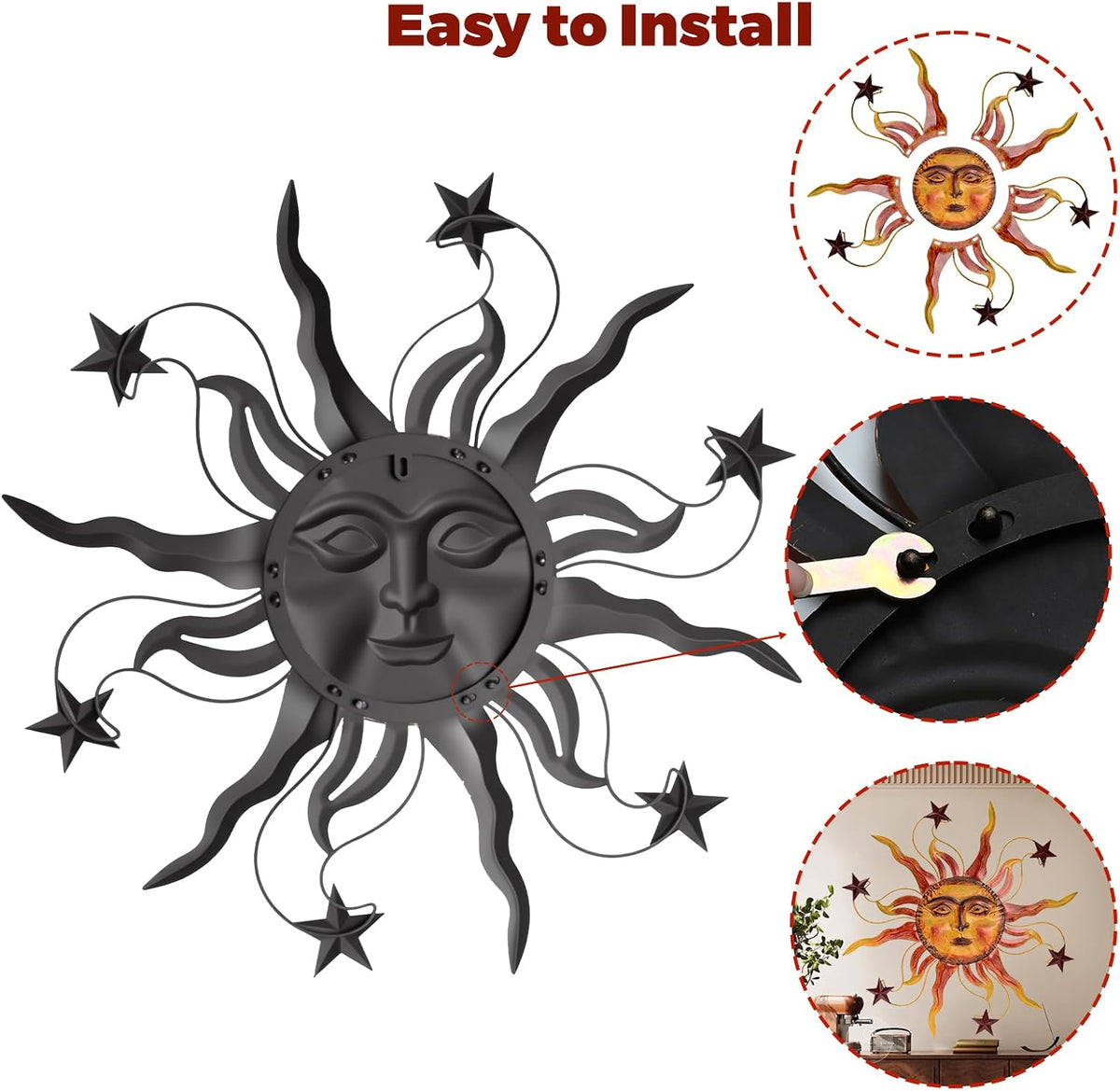 VESTCDF Decoración artística de pared de metal para exteriores, 30...