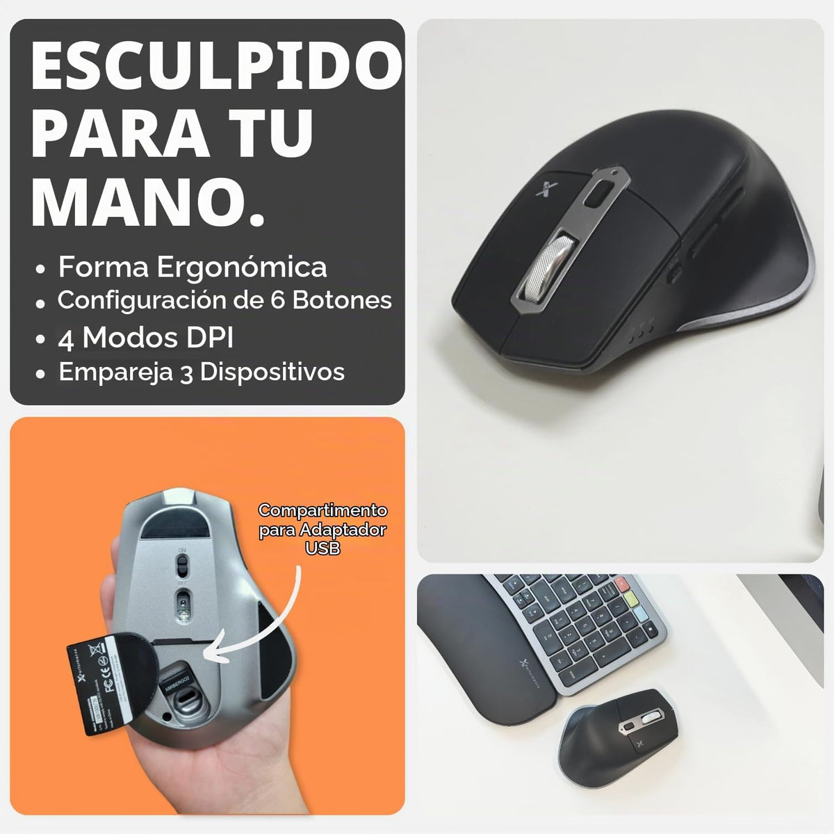X9 Combo ergonómico de teclado y mouse inalámbricos: teclado Ergo S...