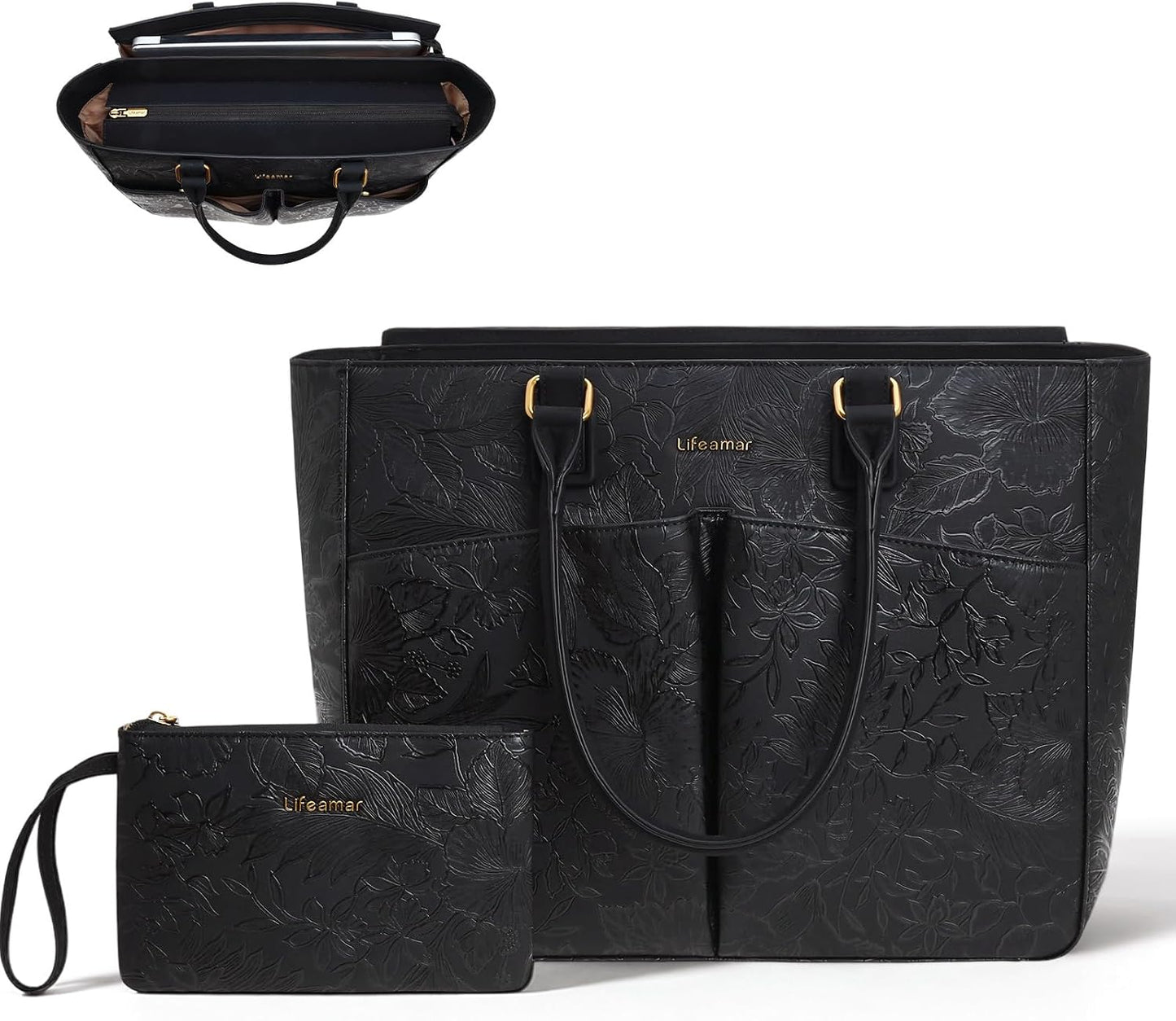 Lifeamar Bolsa de mano para computadora portátil para mujer, bolsa...