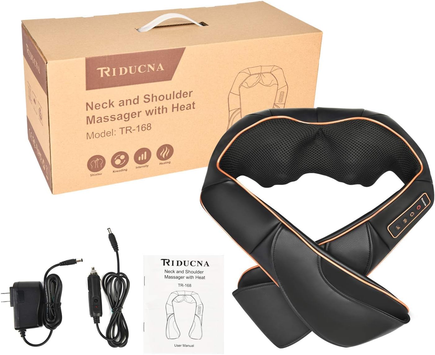 TRIDUCNA Masajeador de cuello y espalda con calor, tejido profundo...