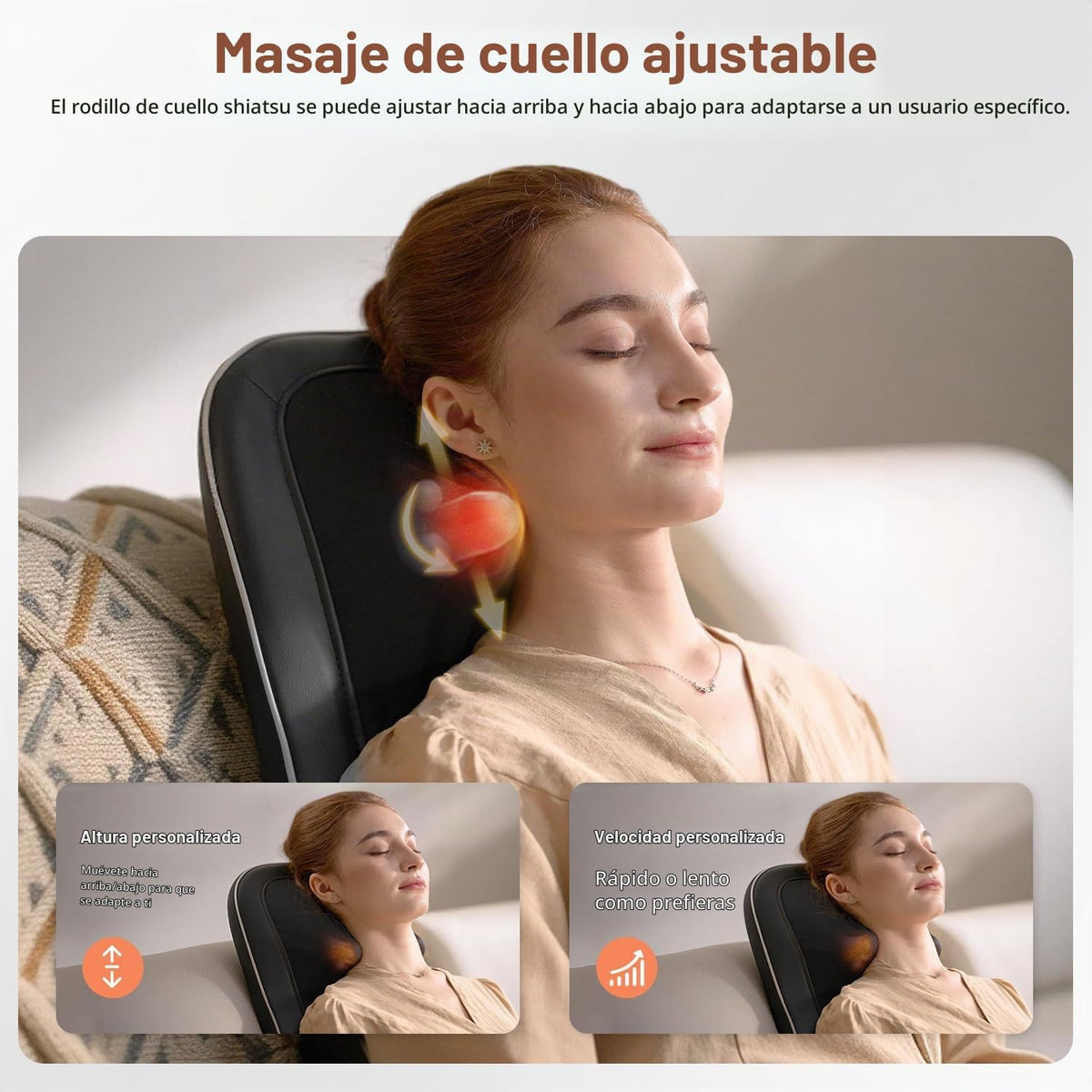 Mynt Shiatsu Masajeador de cuello y espalda con calor, masajeador d...