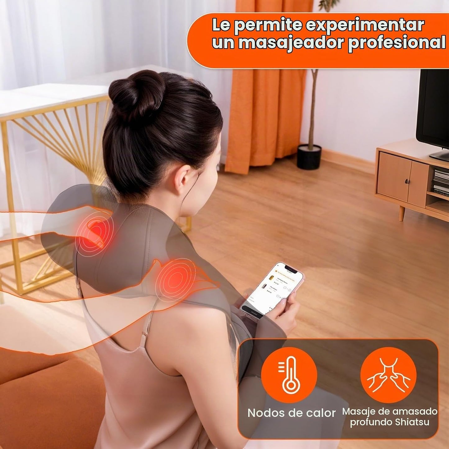 AMZPONY® Masajeador de cuello inalámbrico para aliviar el dolor de...