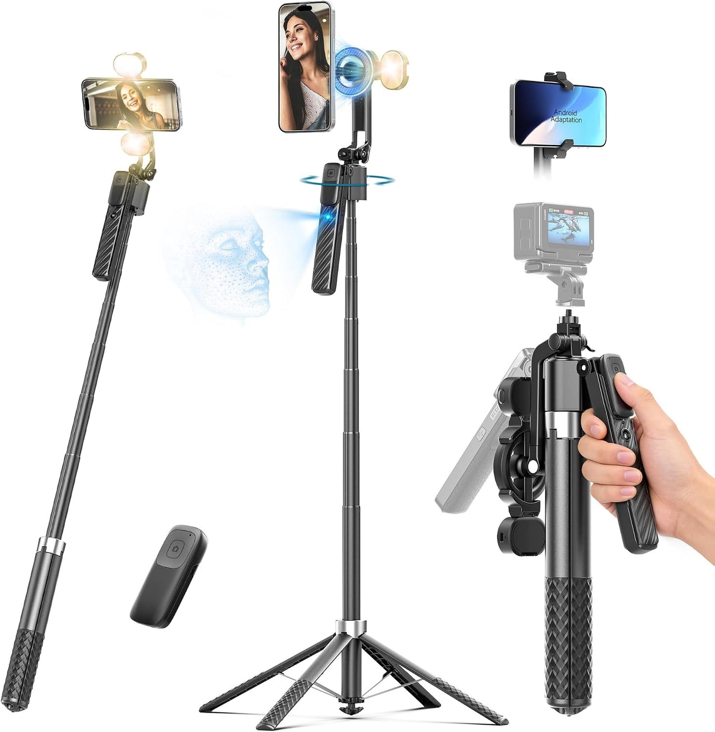 Oldshark Trípode de seguimiento automático de 71 pulgadas, luz desm...