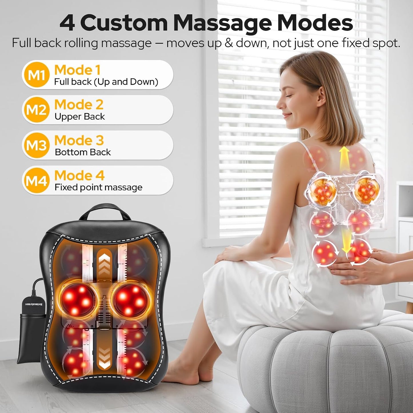 Masajeador de espalda Shiatsu con calor: Masajeador de espalda comp...