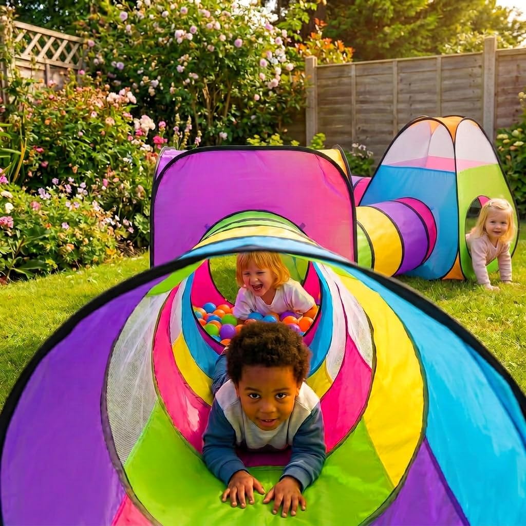 NUBUNI Tienda de Juego Emergente para Niños de 4 Piezas: 2 Túneles...