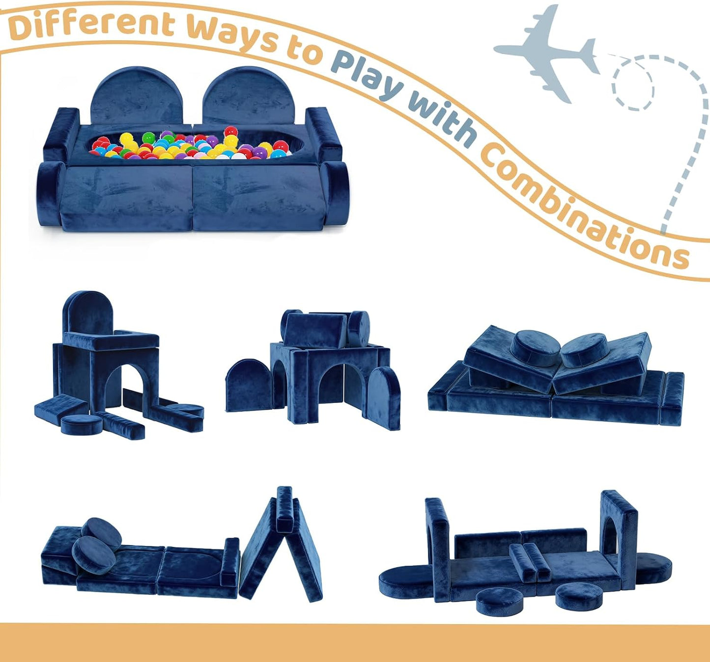 Decmuerx Sofá modular de juego para niños, 12 piezas, sofá modular...