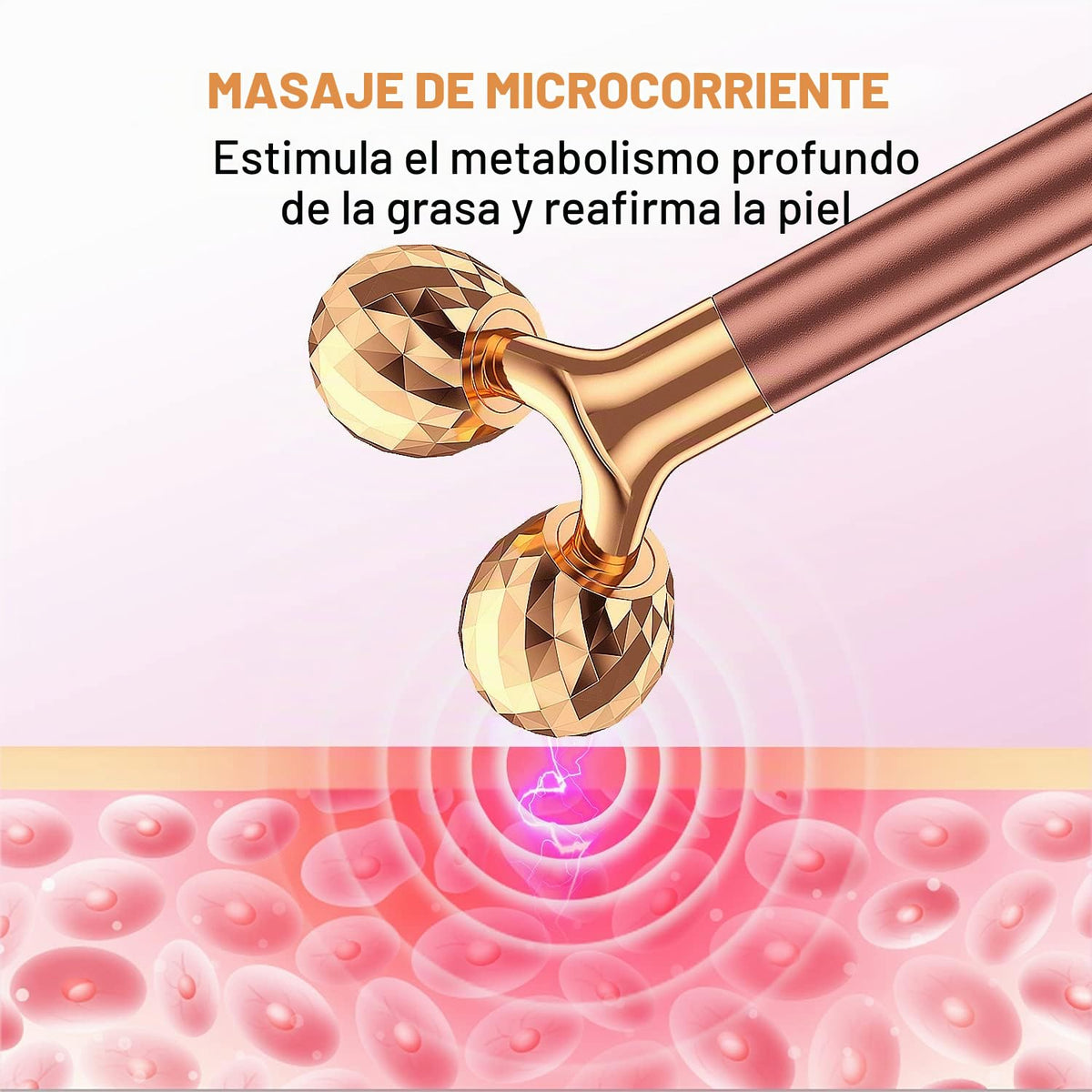 Masajeador facial 2 en 1 Beauty Bar de pulso dorado de 24 quilates,...