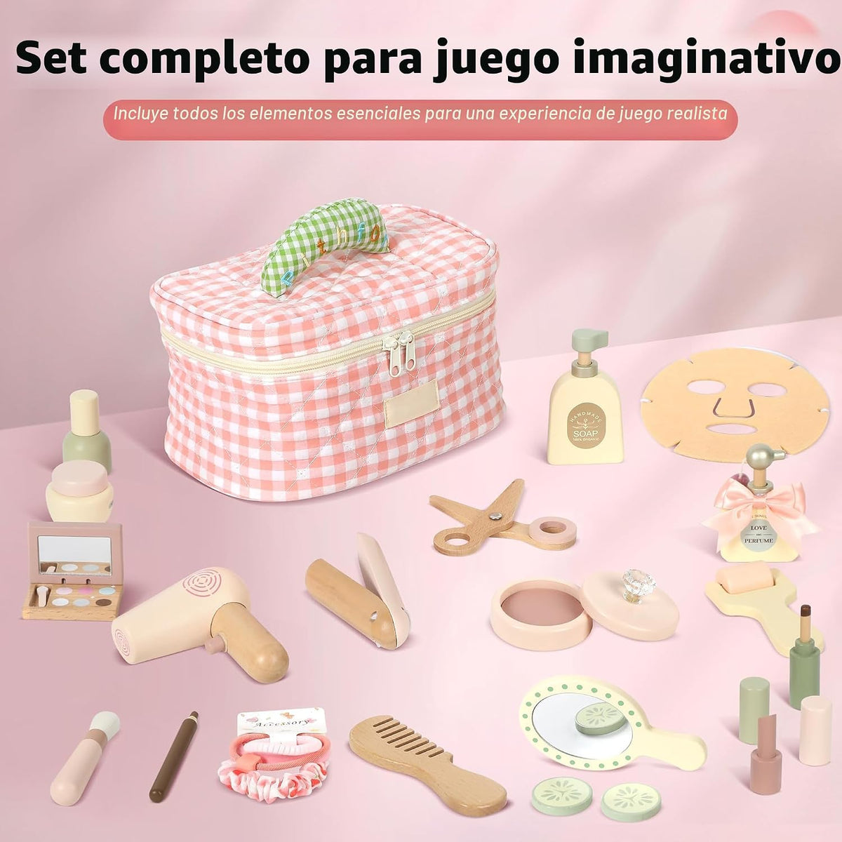 Pithfor Juego de Maquillaje de Madera para Niños, Juego de Maquilla...