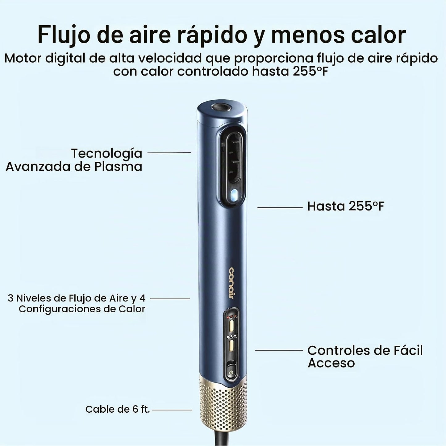 Sistema de peinado Conair DigitalAire Air 4 en 1, tecnología iónica...