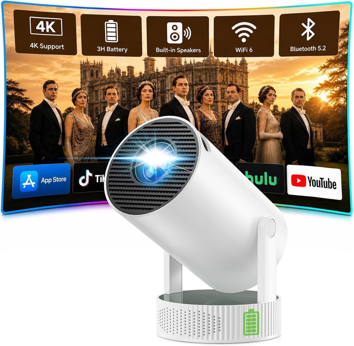 Mini proyector con WiFi y Bluetooth, proyector portátil con batería...