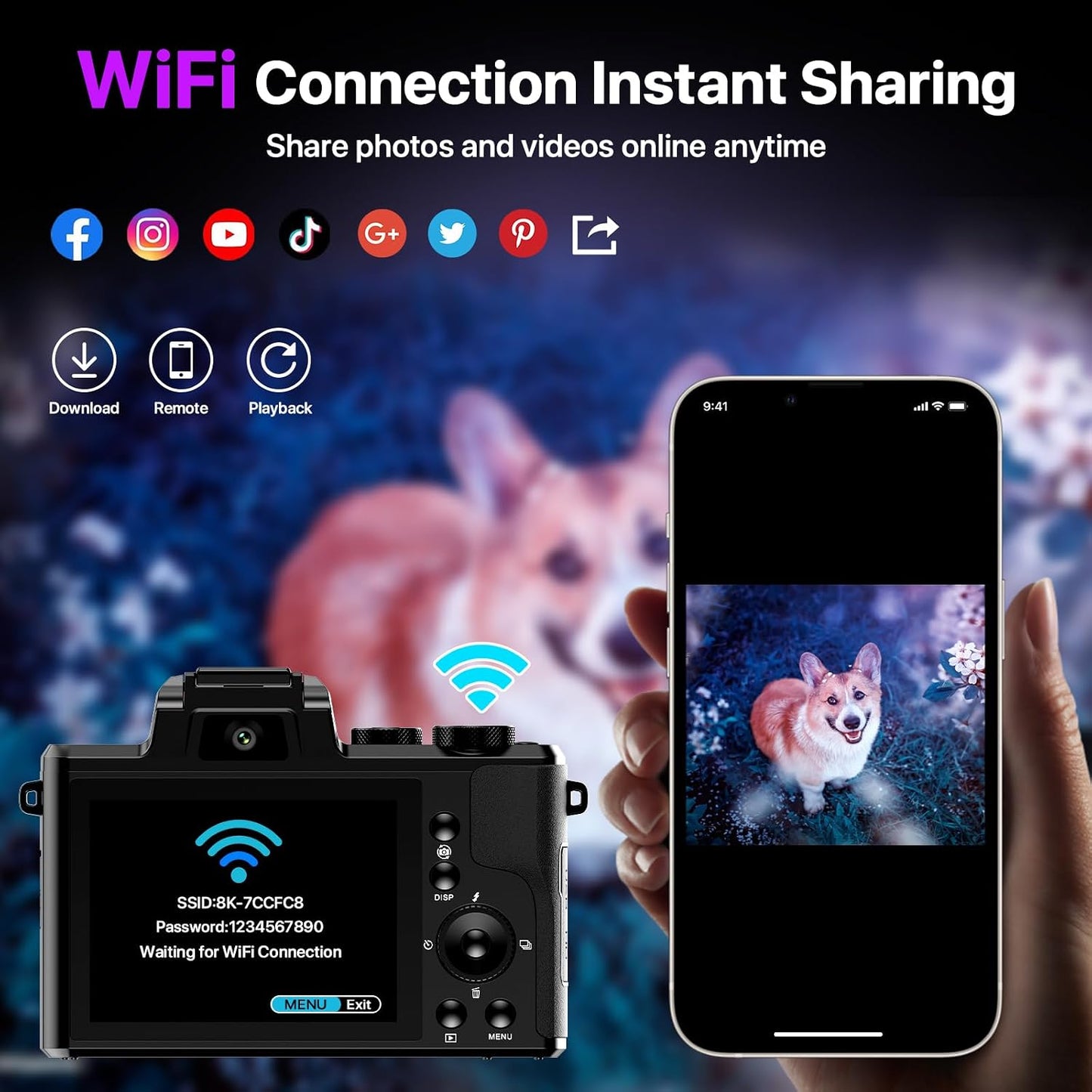 Cámaras digitales 8K para fotografía con WiFi, cámara de vlogging d...