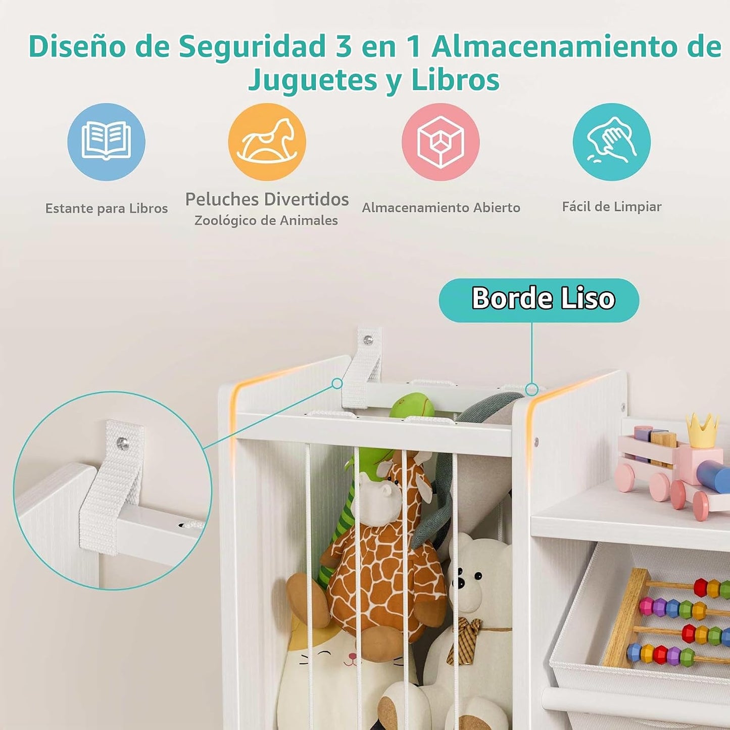 BOLUO Organizador de almacenamiento de juguetes para niños con esta...