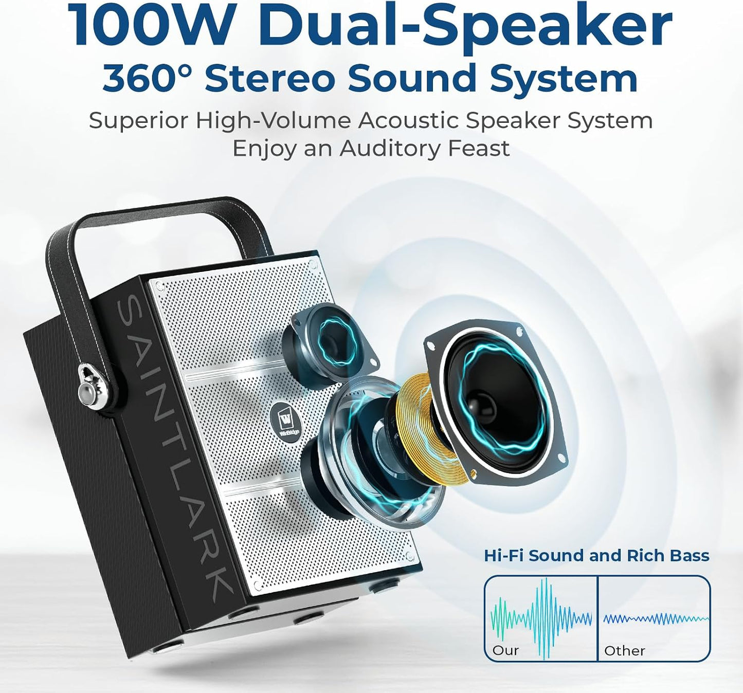 Amplificador de voz potente de 100 W con 2 micrófonos inalámbricos...
