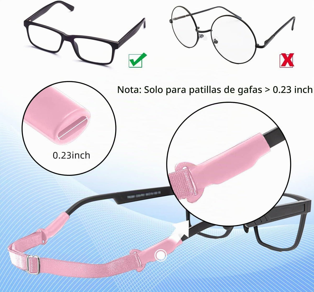 Enenfly Correas ajustables para gafas, paquete de 3 retenedores de...