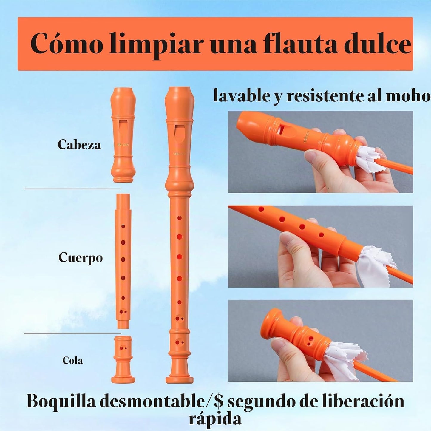 SDREAM Instrumento de Flauta Dulce Soprano para Niños y Adultos - F...