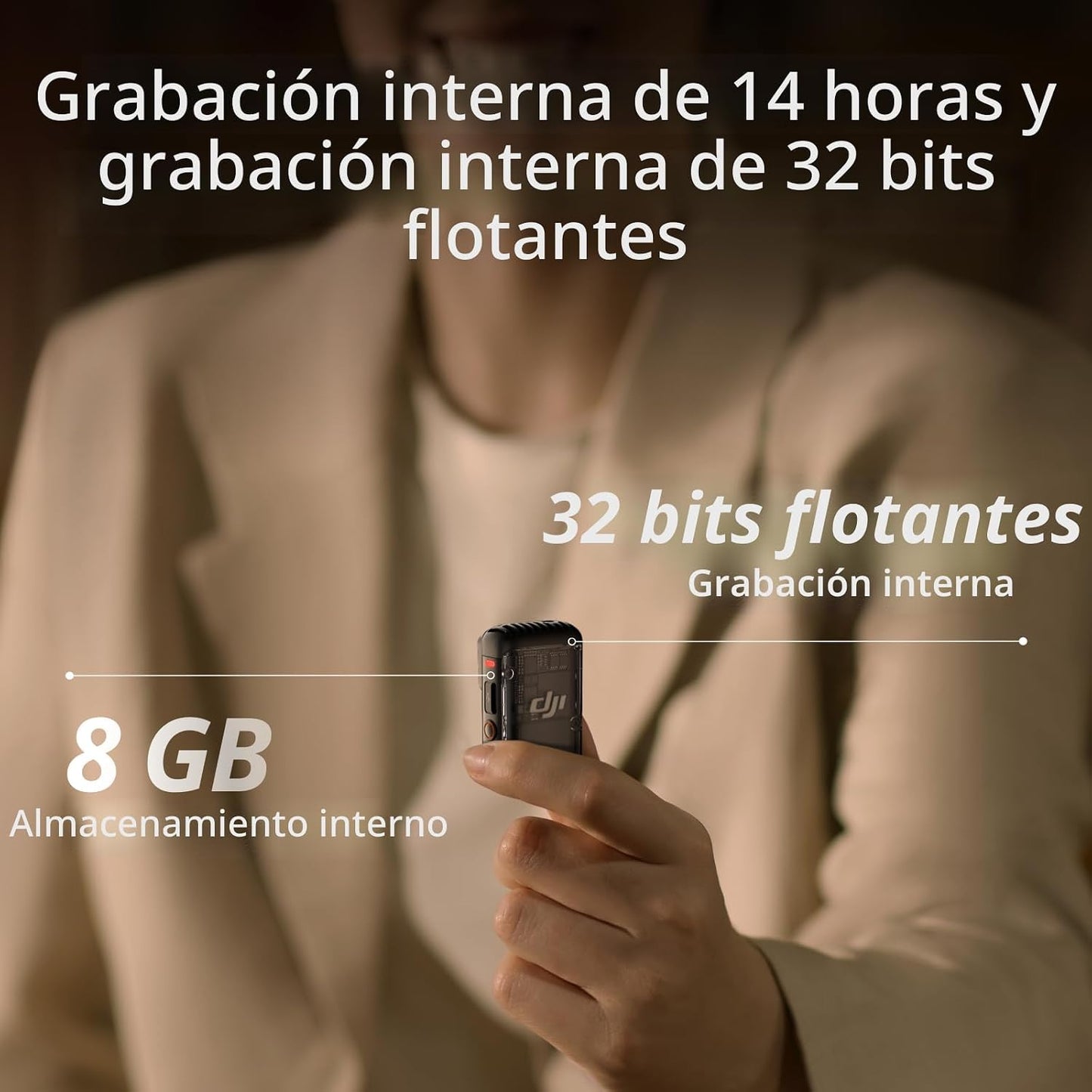 DJI Micrófono 2 (1 TX + 1 RX), micrófono inalámbrico con cancelació...
