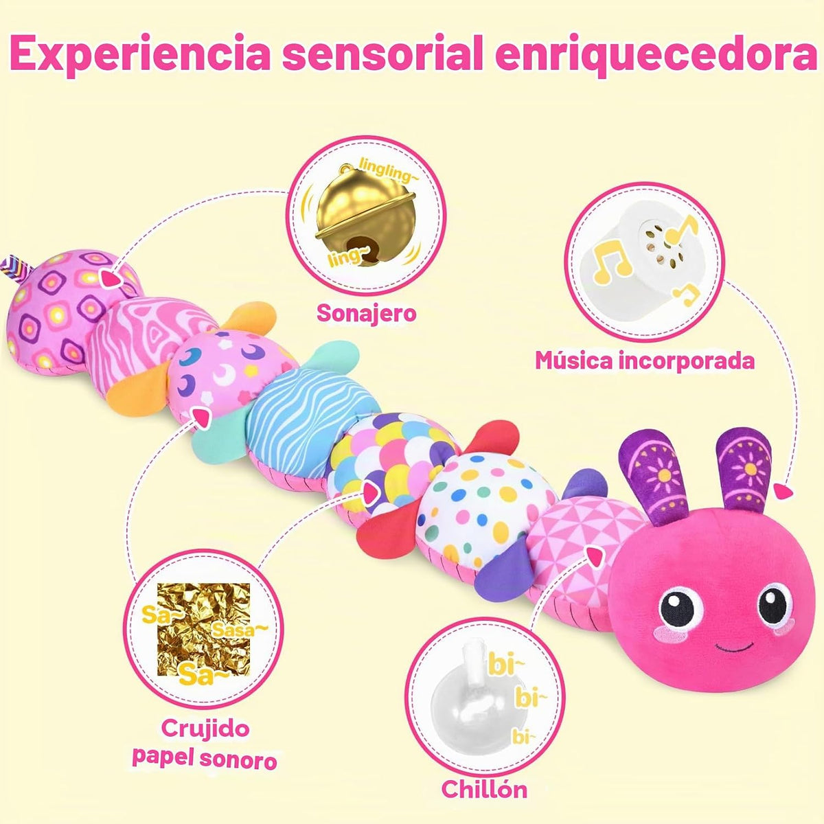 Juguetes sensoriales de oruga para bebés de 0 a 6 a 12 meses | Jugu...