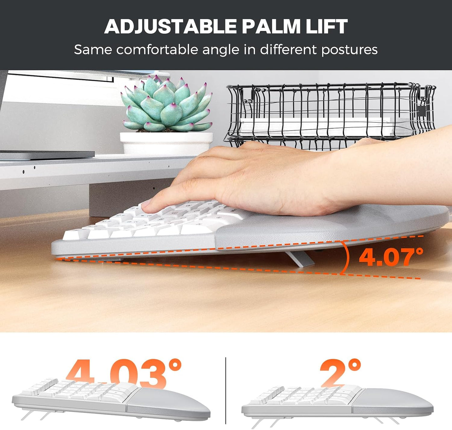 MEETION Combo de ratón y teclado ergonómico, diseño dividido, mouse...
