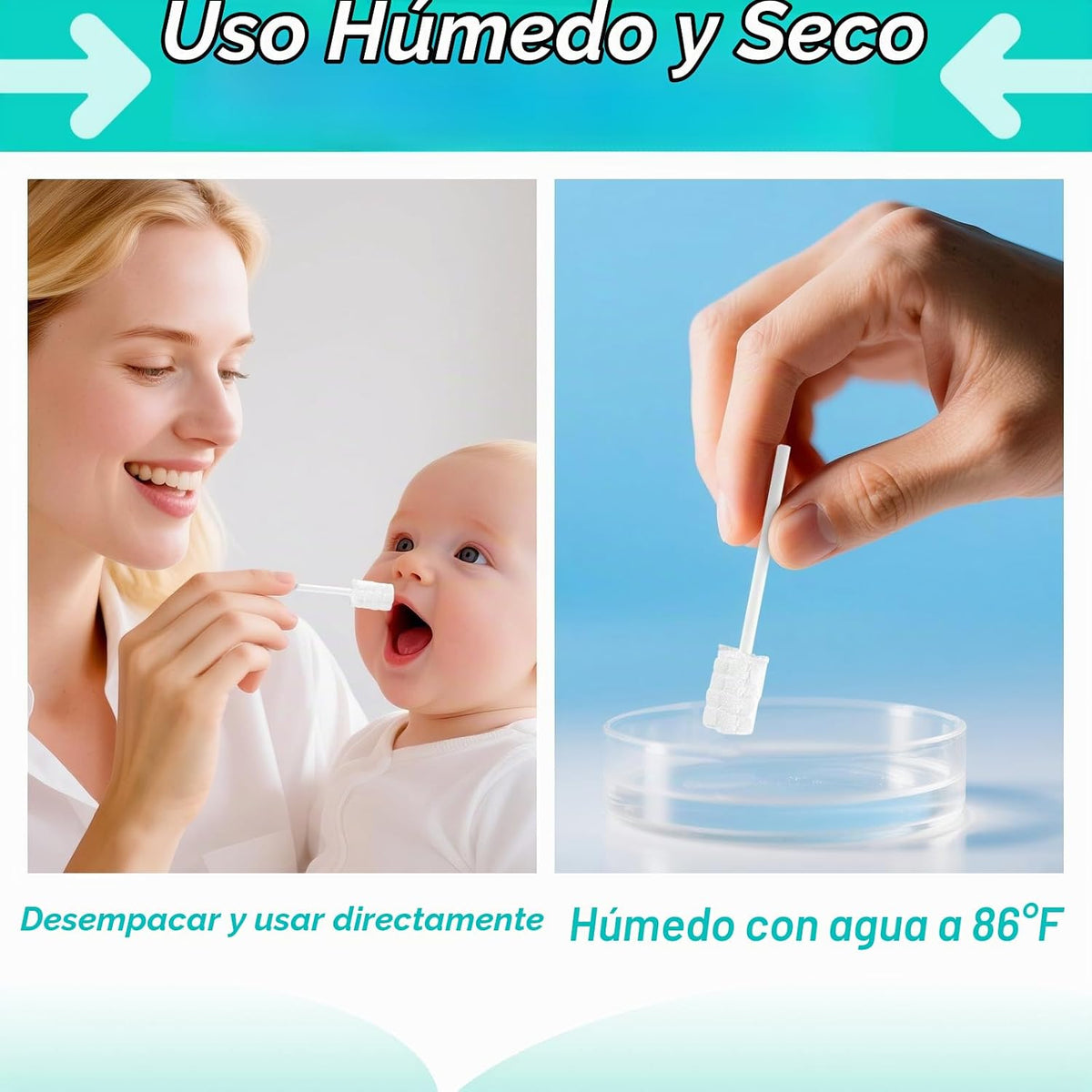 Foily Paquete de 60 gasas limpiadoras de lengua para bebés, cuidado...