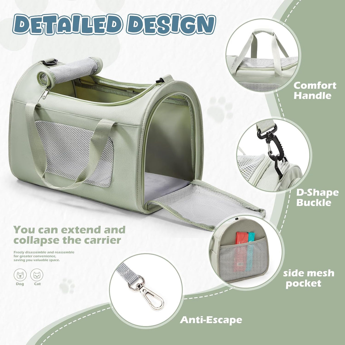 WEPLAN Estuche de transporte extragrande para gatos y perros, bolsa...