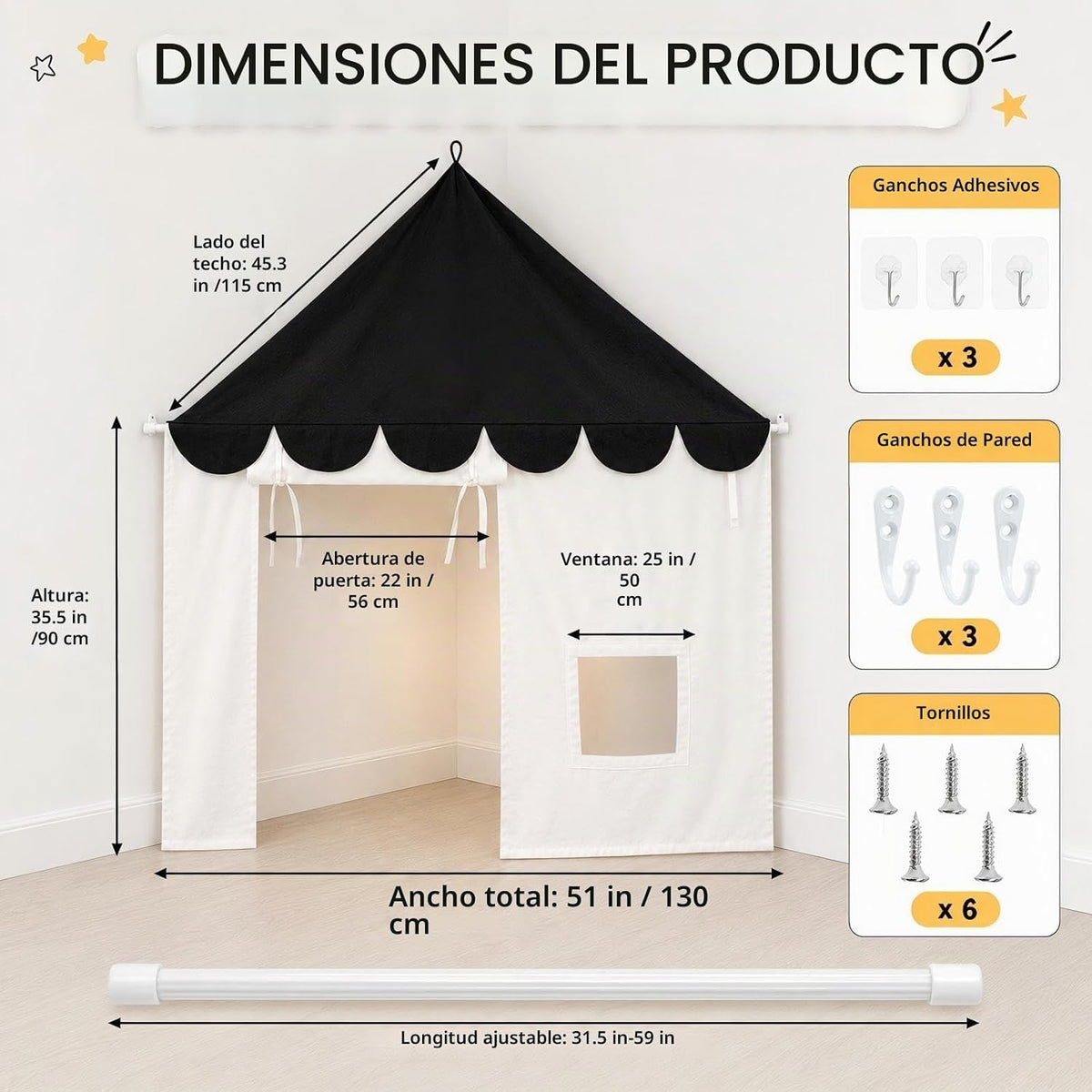 Tienda de campaña de rincón de lectura, gran toldo de esquina de le...