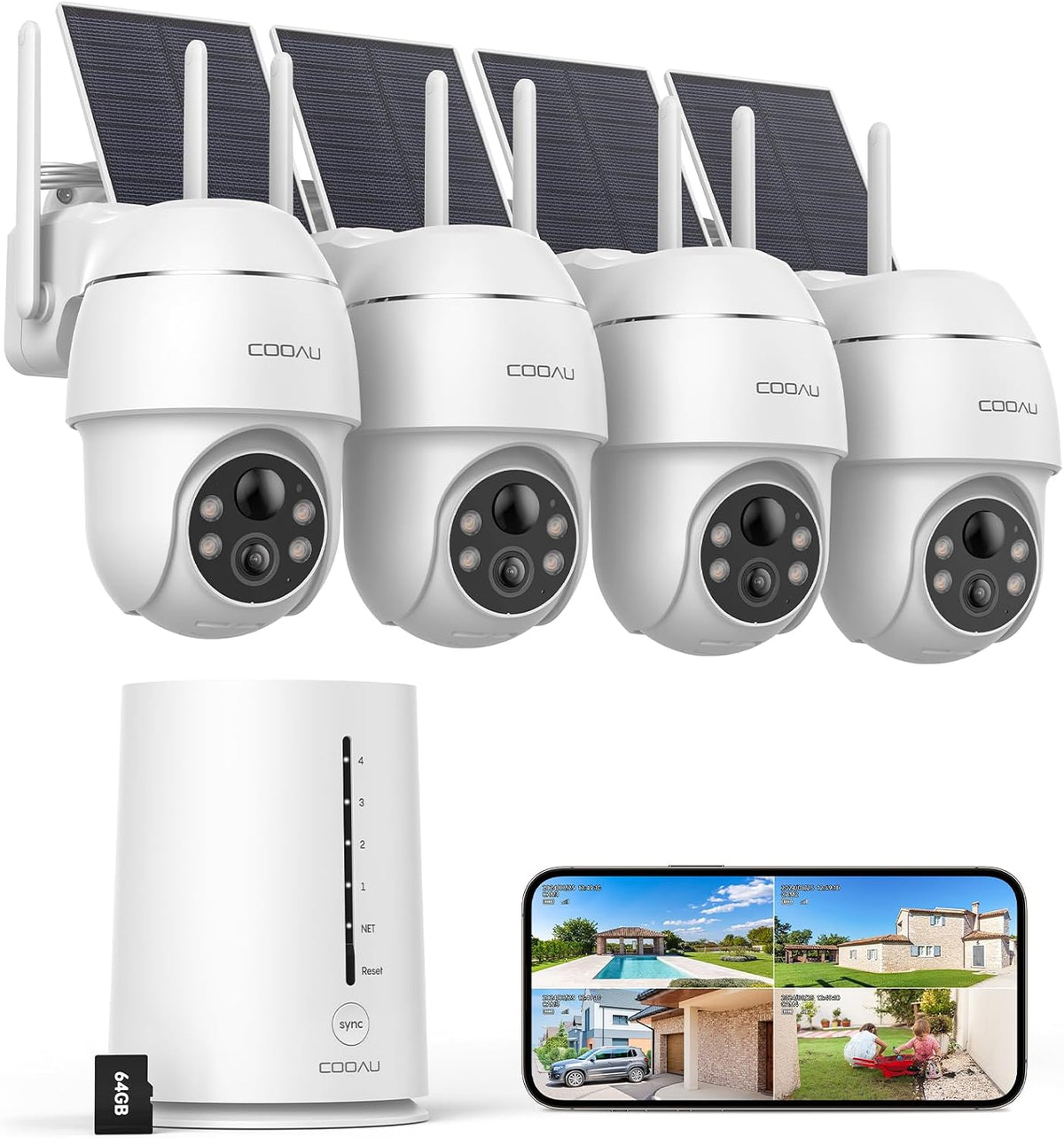 COOAU Cámaras de seguridad solares de 2,5 K\/4 MP inalámbricas para...