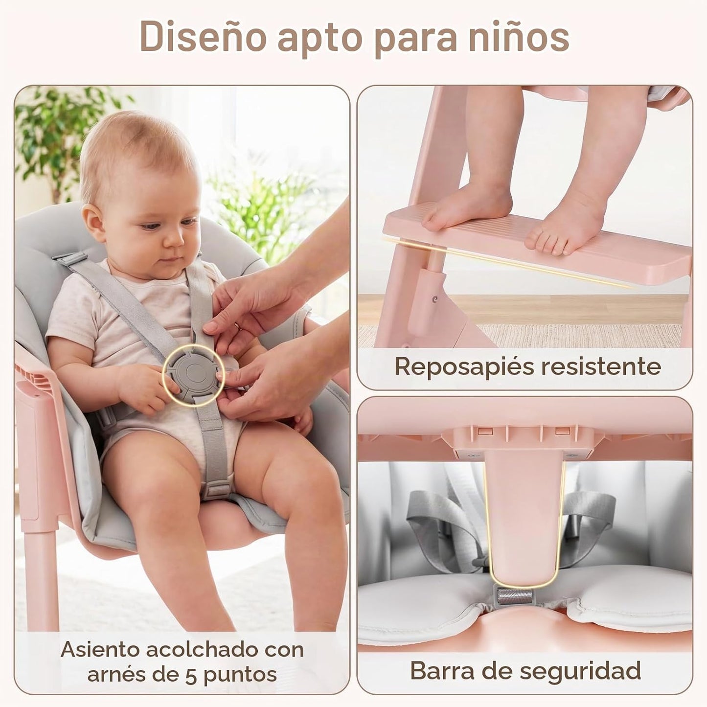 INFANS Silla alta lavable de cuerpo completo con bandeja extraíble...