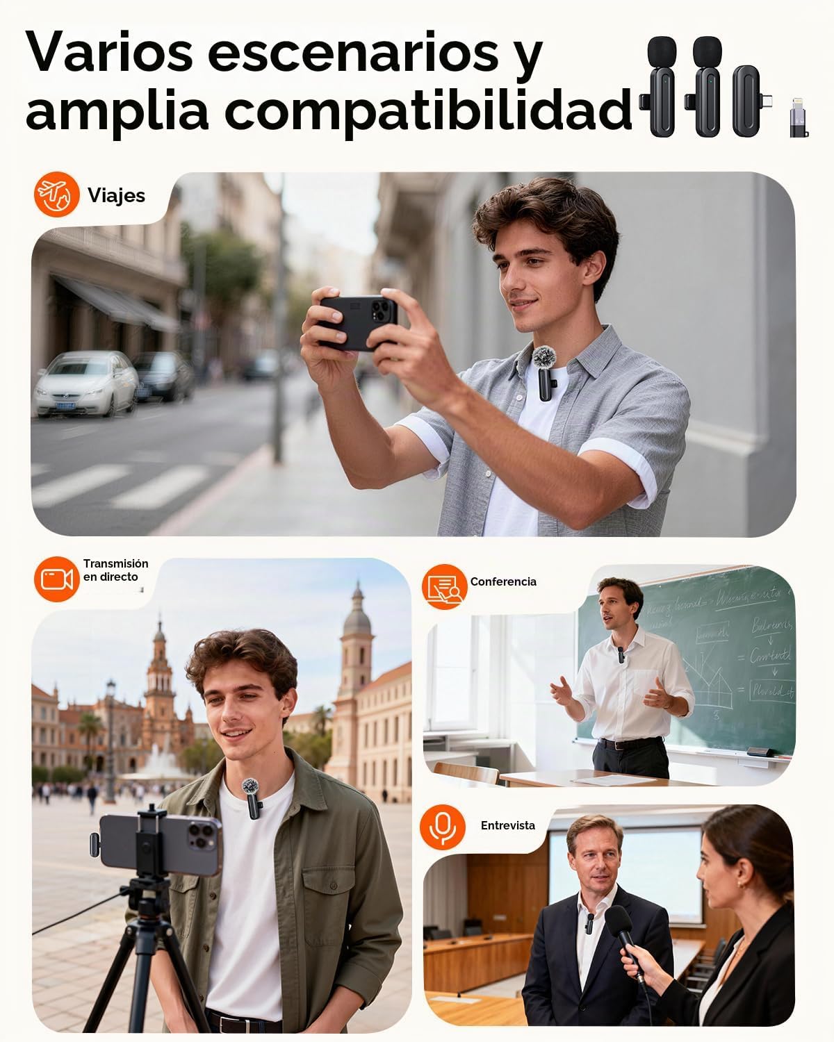 PQRQP Mini micrófono inalámbrico para iPhone\/iPad\/Android: Paquet...